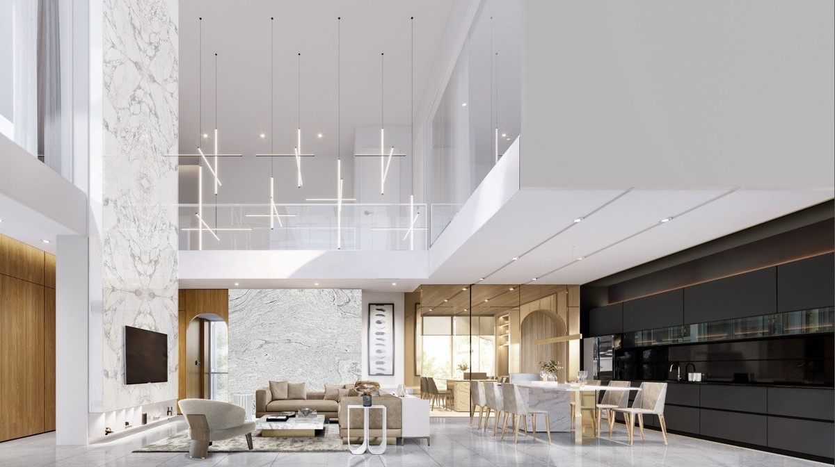 For SaleHouseBangna, Bearing, Lasalle : ✨Super luxury modern minimal-style detached house for sale at Vive Bangna. It features 4 bedrooms with a spacious area of 354 sq.m., uniquely characterized by its all-white design throughout the house.