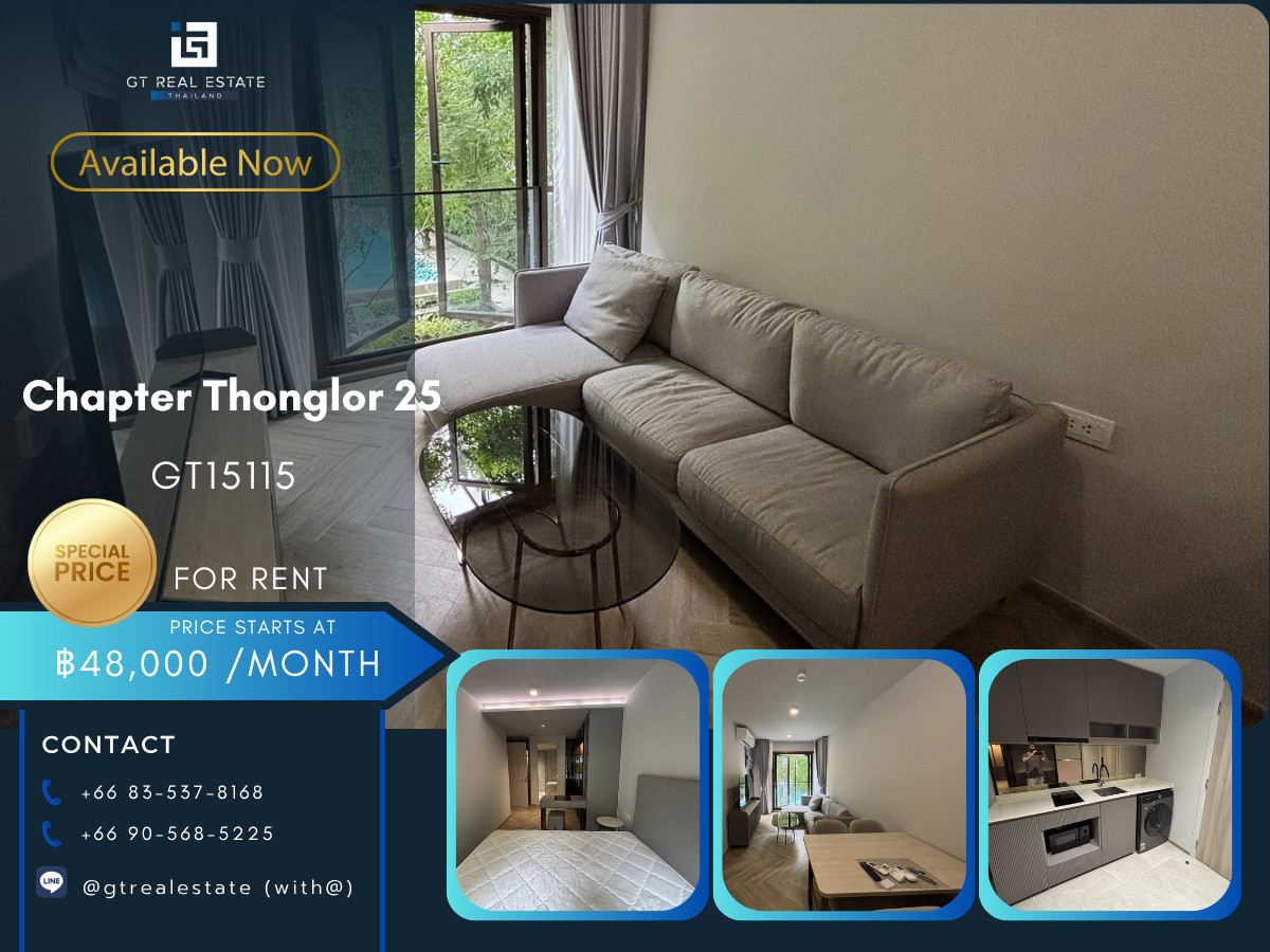 For RentCondoSukhumvit, Asoke, Thonglor : Condo Chapter Thonglor 25, convenient travel, has a shuttle, beautiful room, fully furnished. Ready to move in immediately!!