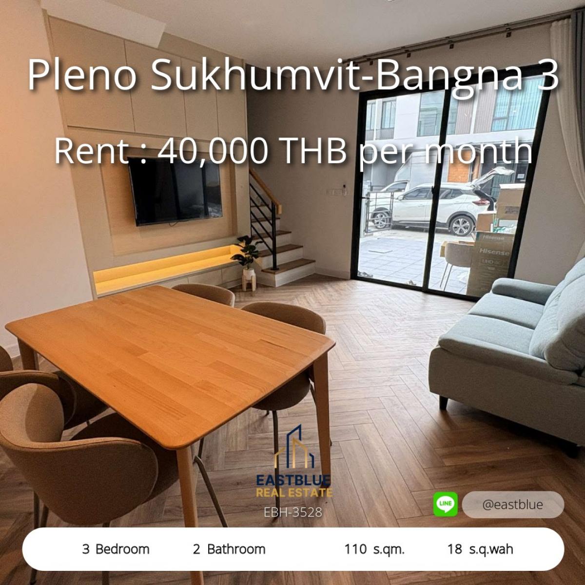 For RentTownhomeBangna, Bearing, Lasalle : พร้อมเข้าอยู่ บ้าน 3 ห้องนอน ปลีโน สุขุมวิท-บางนา ราคาคุ้มค่า 
เช่าหรือซื้อได้ ตอบโจทย์ทุกไลฟ์สไตล์ เริ่มต้นวันนี้!