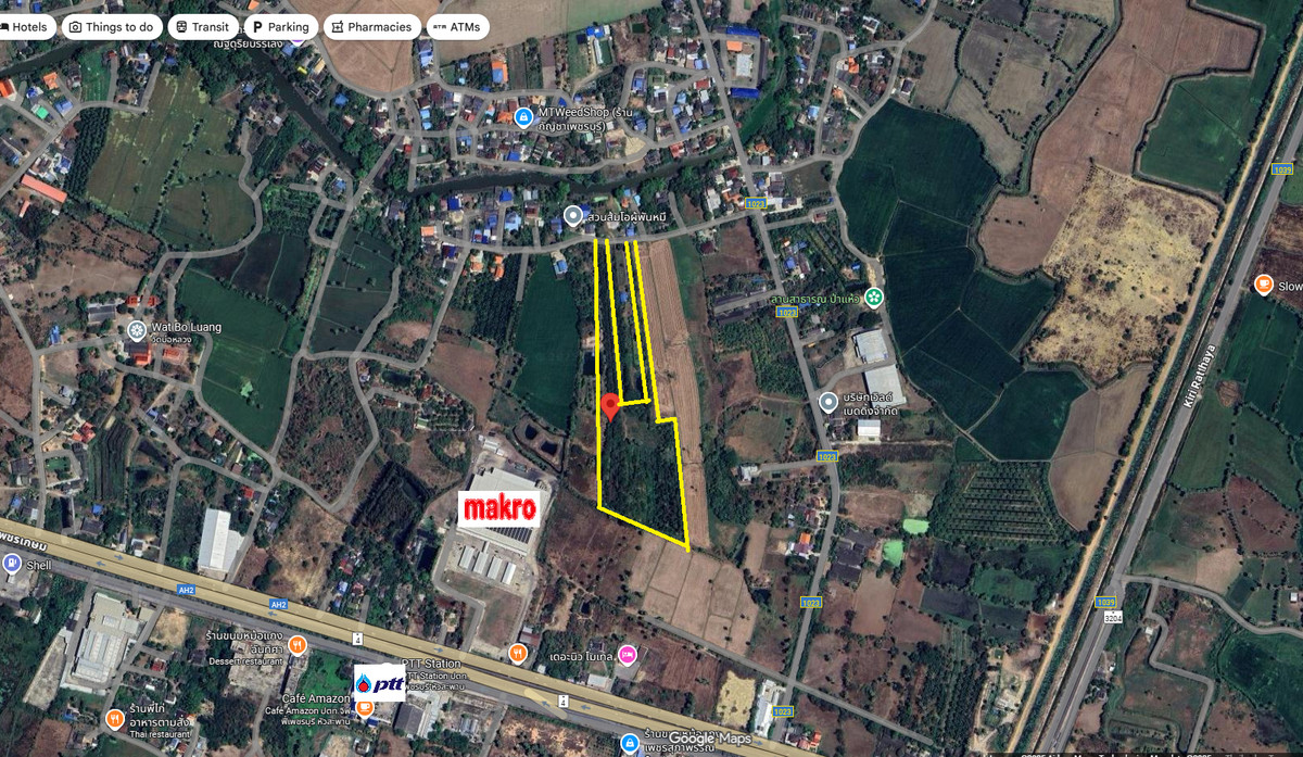 ขายที่ดินชะอำ เพชรบุรี : ที่ดิน 15 ไร่ 2 งาน 39 ตร.วา  ใกล้ Makro จ. เพชรบุรี   🔥 ห่างจากถนนใหญ่ 900 เมตร ห่างจากถนนย่อย 180 เมตร
