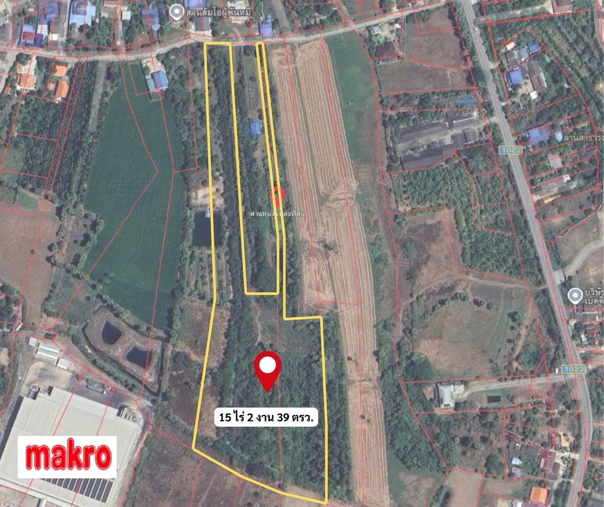 ขายที่ดินชะอำ เพชรบุรี : ที่ดิน 15 ไร่ 2 งาน 39 ตร.วา  ใกล้ Makro จ. เพชรบุรี   🔥 ห่างจากถนนใหญ่ 900 เมตร ห่างจากถนนย่อย 180 เมตร