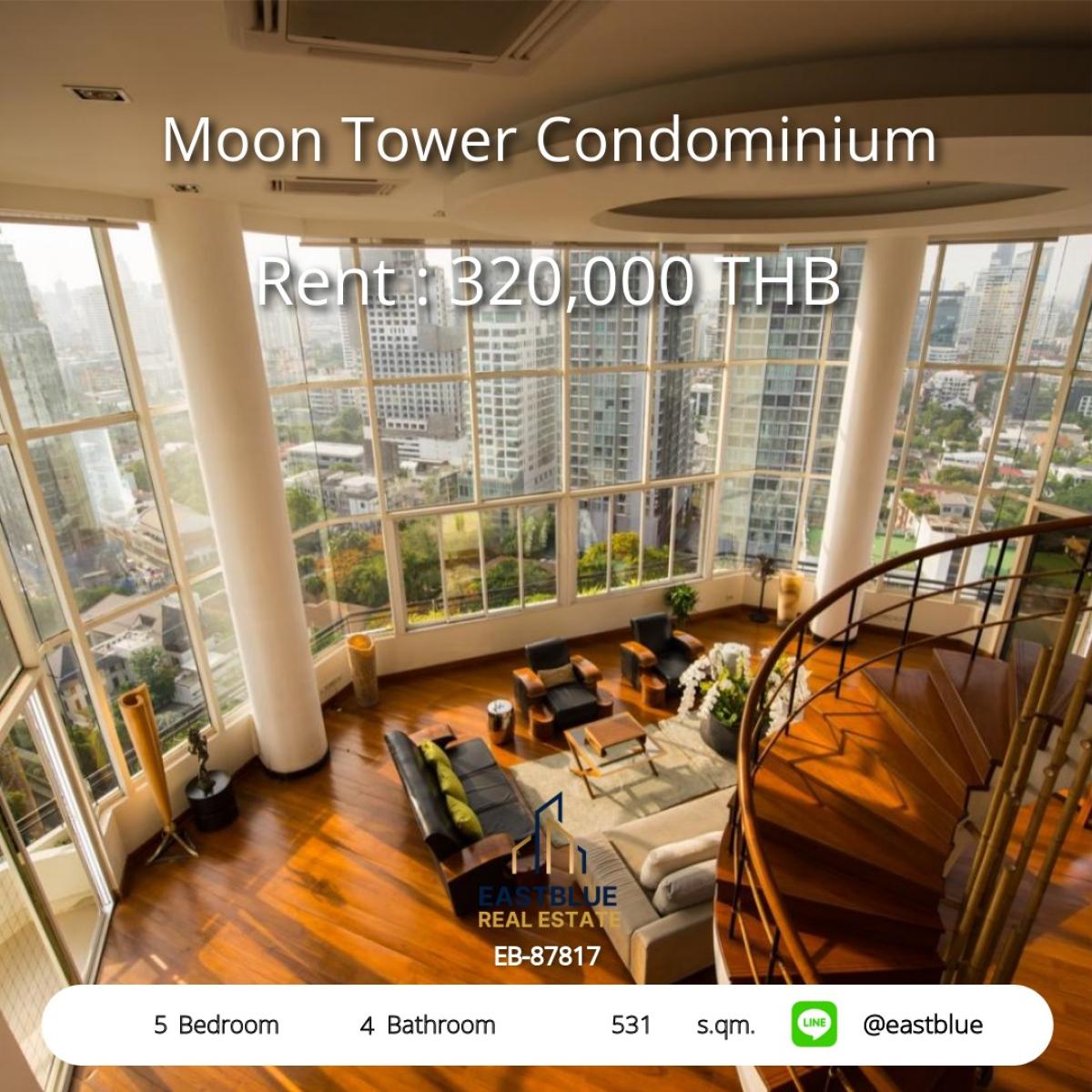 ให้เช่าคอนโดหัวหิน ประจวบคีรีขันธ์ : Luxury 5-Bed Condo at Moon Tower | 531 sqm near Thong Lo BTS 
Rent: 320,000 THB/month – Space & Comfort Perfect for You!