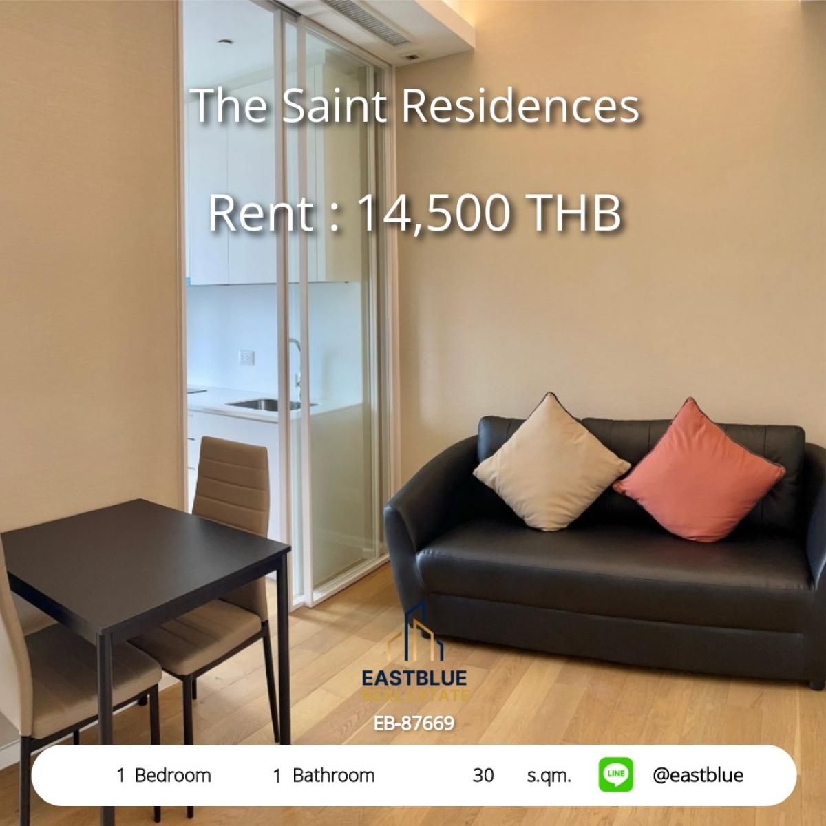 For RentCondoLadprao, Central Ladprao : เช่าคอนโด The Saint Residences ใกล้ BTS/MRT 
1 ห้องนอน 30 ตร.ม. เพียง 14,500 บาท/เดือน!