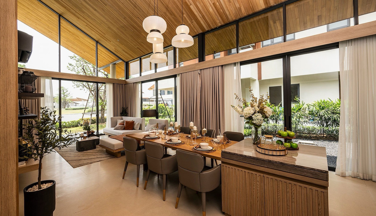 For SaleHousePattaya, Bangsaen, Chonburi : Wisdom First Residence, a luxurious Mid-Century style house in the heart of the valley, 1,400 rai at Wisdom Valley, Khao Mai Kaeo, Chonburi.