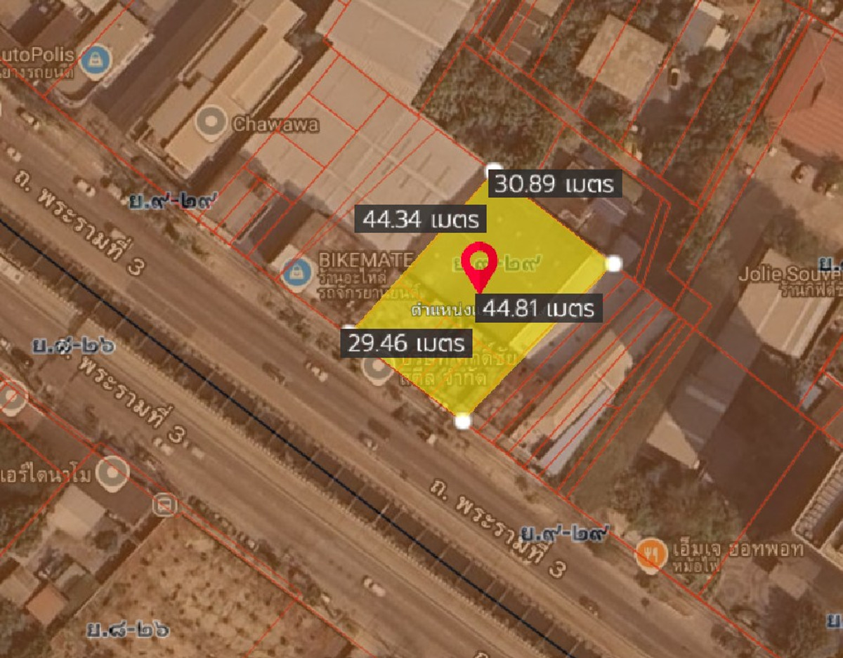 For SaleLandRama3 (Riverside),Satupadit : Land for sale next to Rama 3 Road, good location, beautiful plot, suitable for doing business.