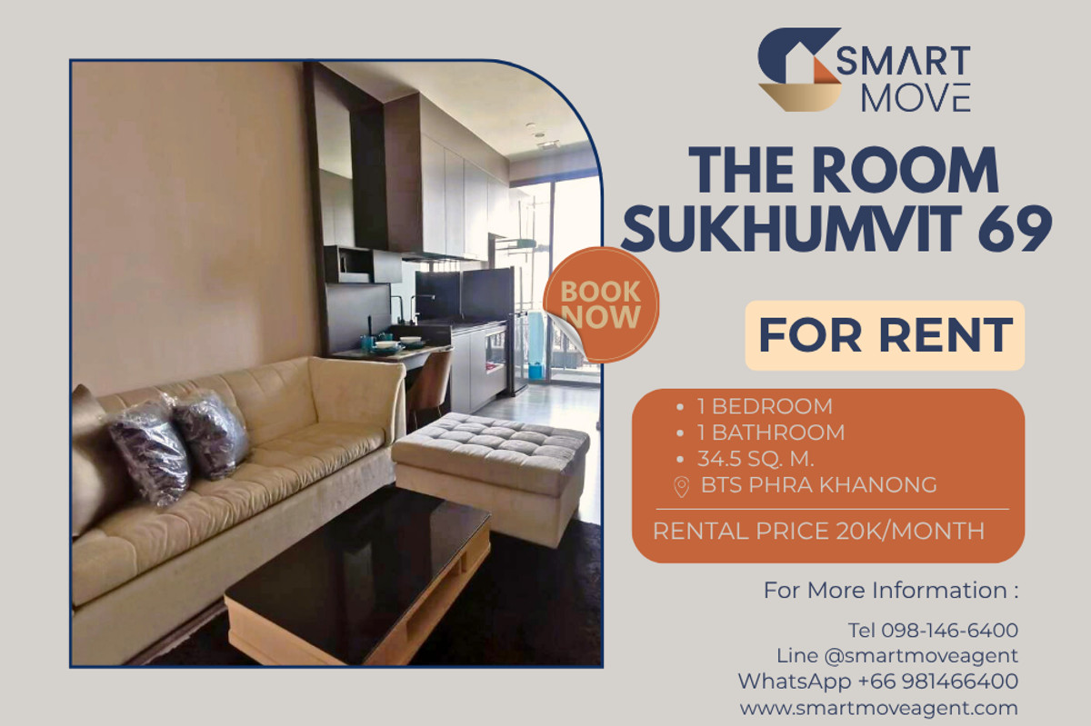 For RentCondoOnnut, Udomsuk : 🔥 For Rent !! high floor 11++, Rare item, Good location!! 🔥 Code C20240300476..........The Room Sukhumvit 69, 1 bedroom, 1 bathroom, furnished, ready to move in 📣📣