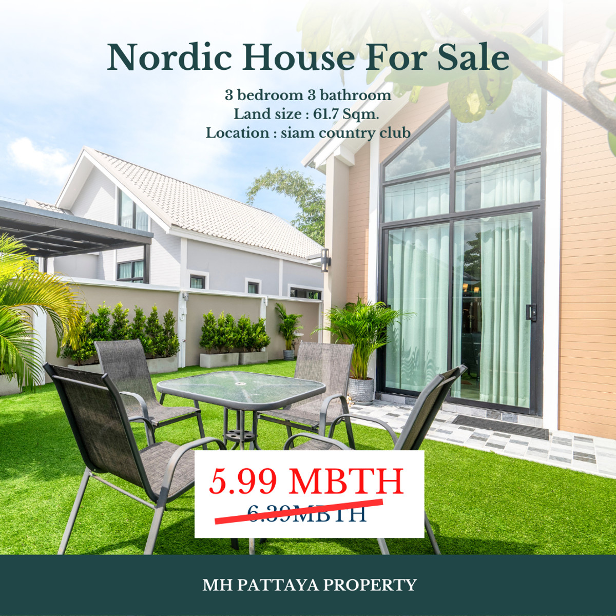 ขายบ้านพัทยา บางแสน ชลบุรี สัตหีบ : 🔥 บ้านเดี่ยวสภาพใหม่ ซอยสยามคันทรี่คลับ | 3 ห้องนอน 3 ห้องน้ำ | 61.7 ตร.วา | เพียง 5.99 ล้านบาท 🔥 