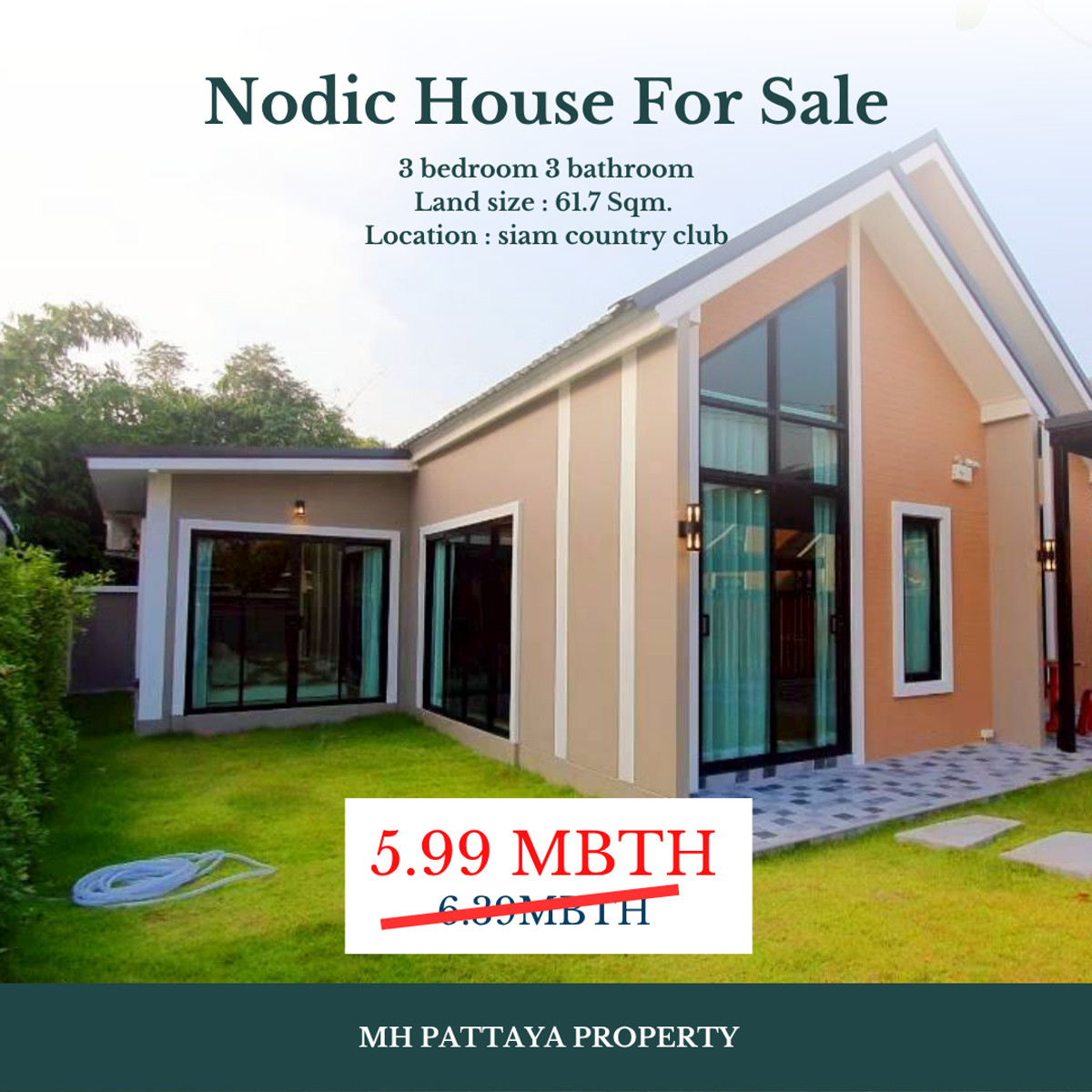 For SaleHousePattaya, Bangsaen, Chonburi : 🔥House for Sale | Siam Country Club | 3 Bedrooms 3 Bathrooms | 61.7 Sq.wah | Only 5.99 MB 🔥 Special Offer – Valid Until This November Only!