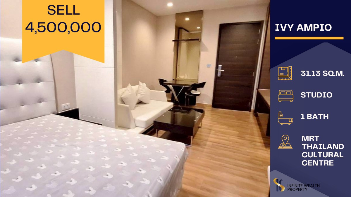ขายคอนโดรัชดา ห้วยขวาง : 💫 Ivy Ampio – Luxury Condo in the Heart of Rama 9 💫 ขายเพียง 4.5 ล้านบาท เท่านั้น!💰 ห้องแต่งครบ สวยหรู พร้อมเข้าอยู่ทันที 🏙️