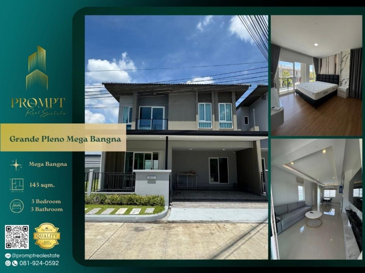 For RentHouseSamut Prakan,Samrong : GH01296 - Grande Pleno Mega Bangna :  แกรนด์ พลีโน่ เมกา บางนา - #MegaBangna #InternationalSchool (SISB/TCIS /Concordian) #SuvarnabhumiAirport

Prime Bangna suburban location near Mega Bangna and a top-tier international school—ideal for practical, comfor