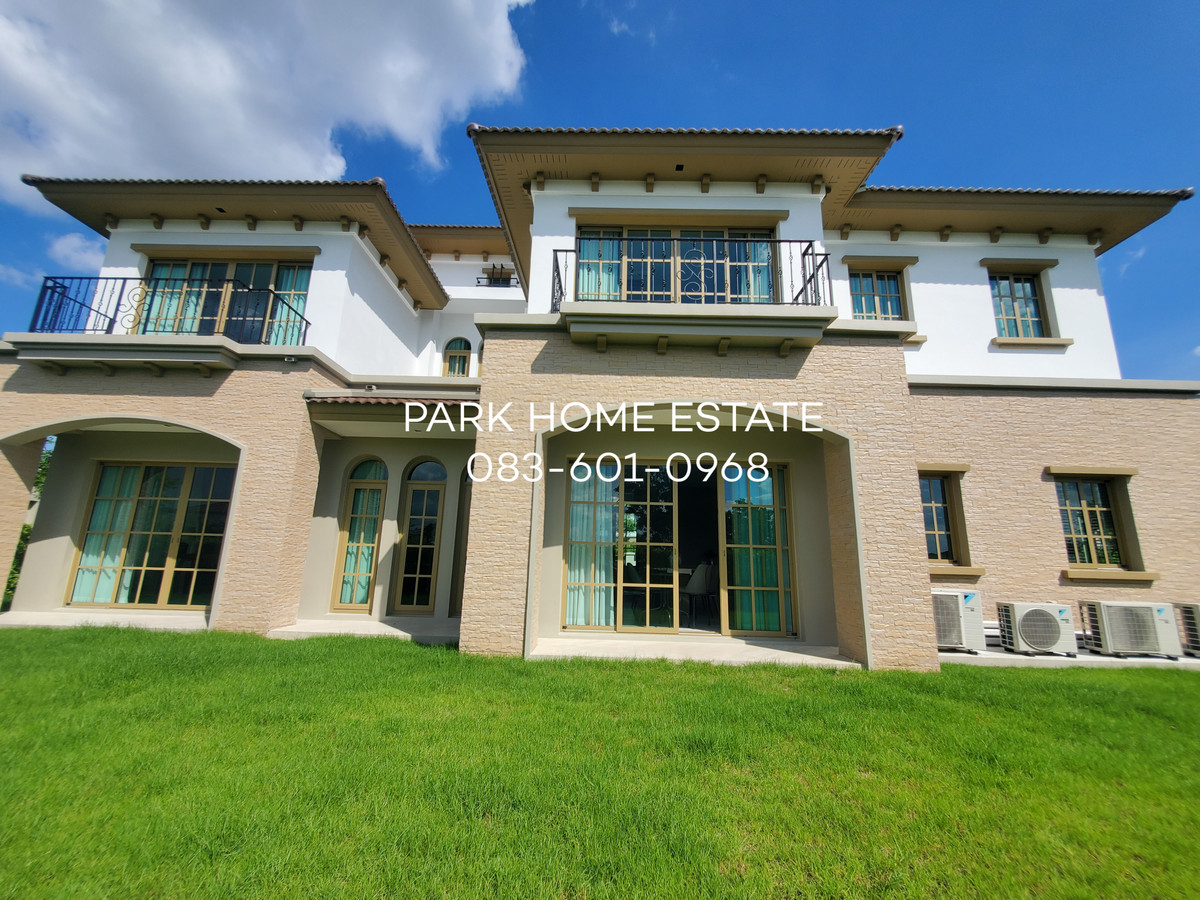 For RentHousePathum Thani,Rangsit, Thammasat : For Rent: Sereno Reignwood Residence Collections A Spanish-style single-family home surrounded by over 2,000 rai of nature, with a golf course backing onto the house.