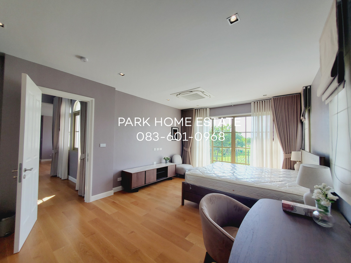 For RentHousePathum Thani,Rangsit, Thammasat : For Rent: Sereno Reignwood Residence Collections A Spanish-style single-family home surrounded by over 2,000 rai of nature, with a golf course backing onto the house.