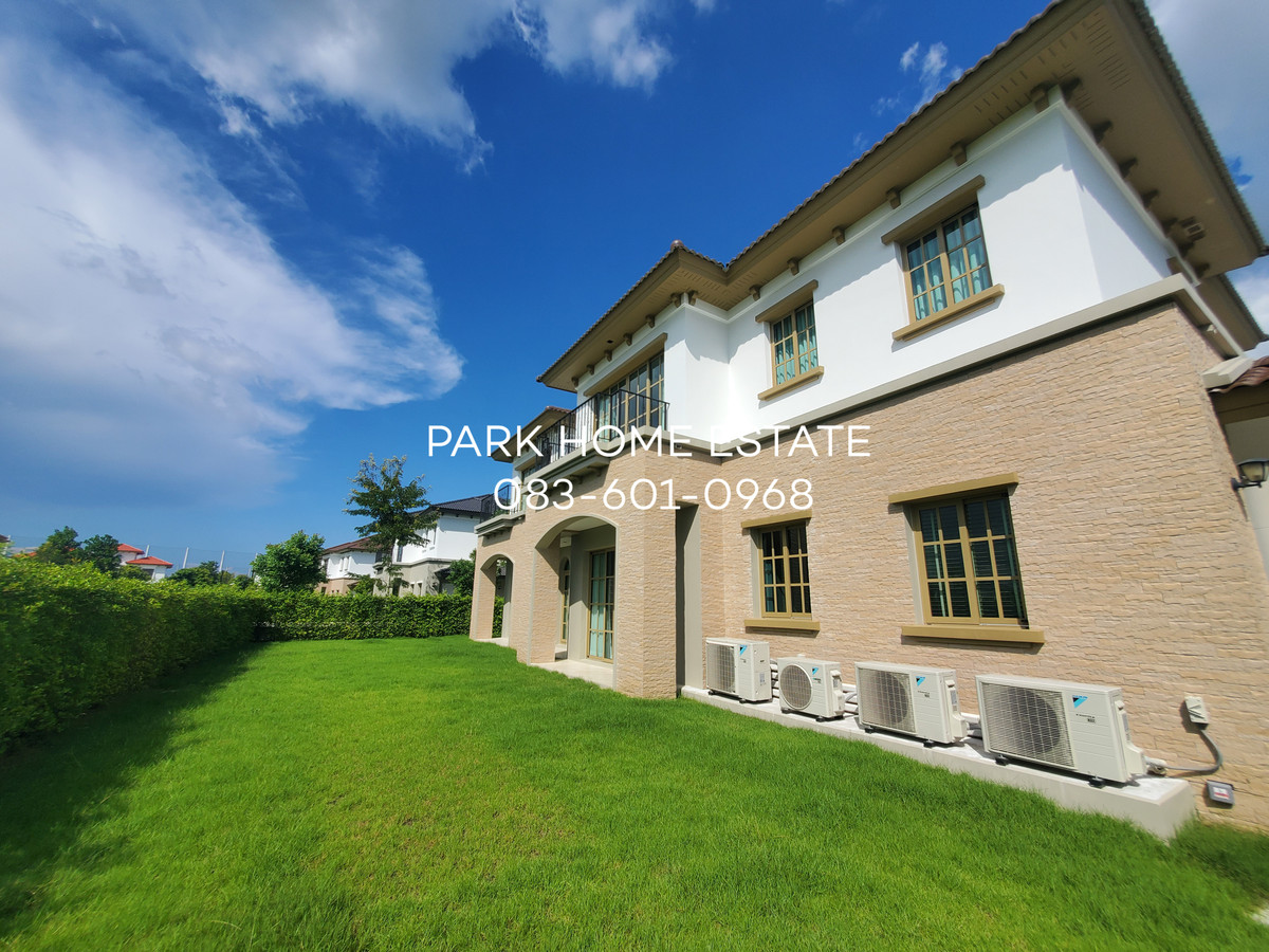 For RentHousePathum Thani,Rangsit, Thammasat : For Rent: Sereno Reignwood Residence Collections A Spanish-style single-family home surrounded by over 2,000 rai of nature, with a golf course backing onto the house.
