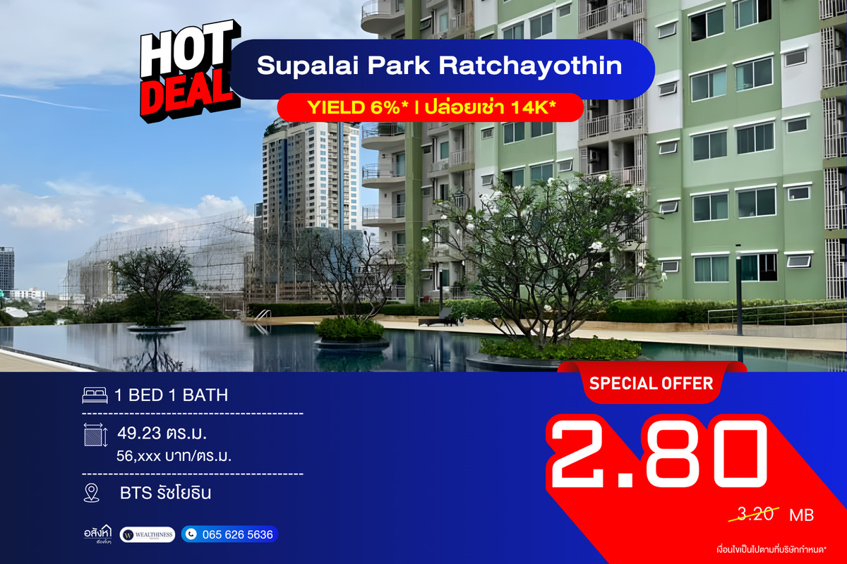 For SaleCondoKasetsart, Ratchayothin : Supalai Park Ratchayothin Ready-to-move-in room, fully furnished, in excellent condition – only 2.8 MB Near BTS Ratchayothin 📞 092-690-5445