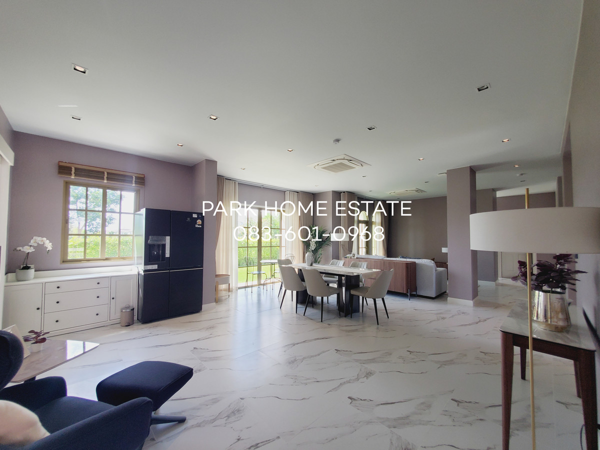 For RentHousePathum Thani,Rangsit, Thammasat : For Rent: Sereno Reignwood Residence Collections A Spanish-style single-family home surrounded by over 2,000 rai of nature, with a golf course backing onto the house.