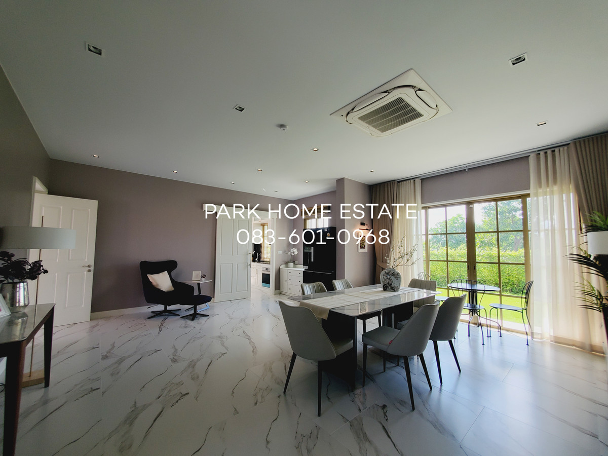 For RentHousePathum Thani,Rangsit, Thammasat : For Rent: Sereno Reignwood Residence Collections A Spanish-style single-family home surrounded by over 2,000 rai of nature, with a golf course backing onto the house.