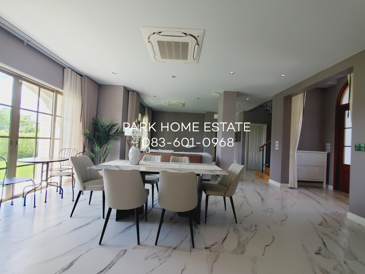 For RentHousePathum Thani,Rangsit, Thammasat : For Rent: Sereno Reignwood Residence Collections A Spanish-style single-family home surrounded by over 2,000 rai of nature, with a golf course backing onto the house.