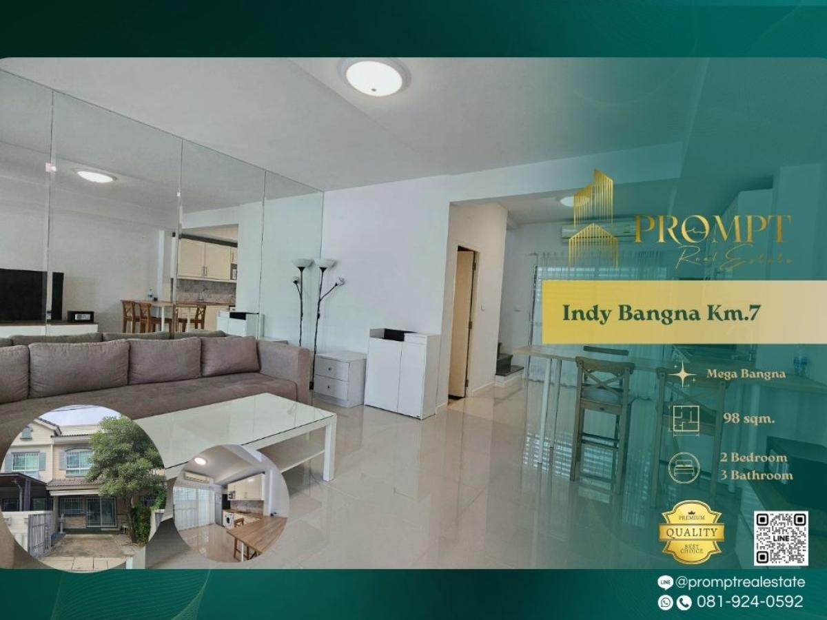 ให้เช่าทาวน์โฮมสมุทรปราการ สำโรง : IJ04377 - Indy Bangna Km.7 (2) :  อินดี้ บางนา กม.7 (2) - #MegaBangna #InternationalSchool (SISB/TCIS /Concordian) #SuvarnabhumiAirport

Prime Bangna KM.7 family-friendly location near major malls and a top international school—ideal for practical, comfor