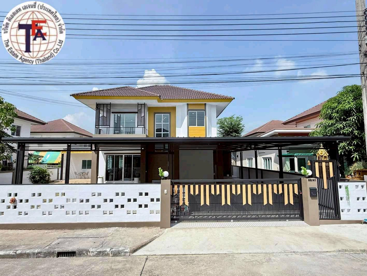For SaleHouseMin Buri, Romklao : 2-story detached house for sale, The Exo Village 2, Nong Chok, Khlong 12 Subdistrict, Wat Nong Chok High School. Saint Teresa School Wat Suthi School Mahanakorn University of Technology Vejkarunrat Hospital, Khlong 12 Market, Lam Thai Market, Lam Luk Ka H