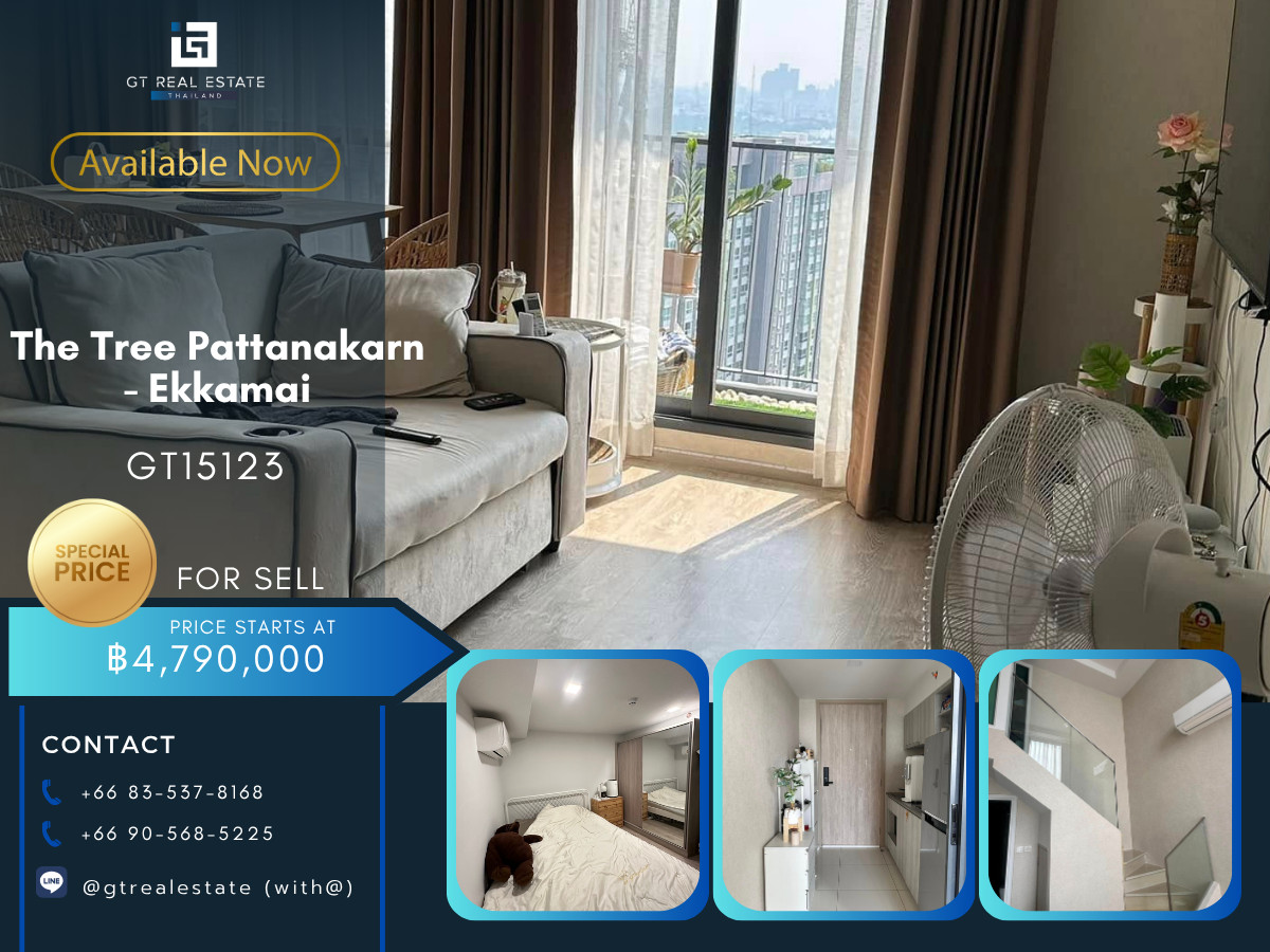For SaleCondoRama9, Petchburi, RCA : Condo The Tree Pattanakarn - Ekkamai, convenient travel, near BTS, beautiful room, ready for sale!!