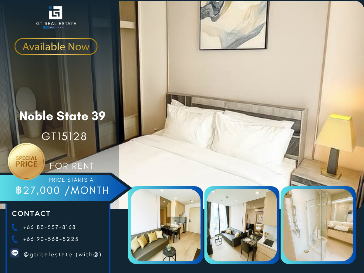 For RentCondoSukhumvit, Asoke, Thonglor : Condo Noble State 39, convenient travel, near BTS, there is a shuttle, beautiful room, fully furnished, ready to move in!!