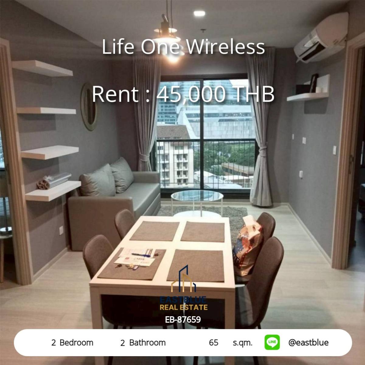 For RentCondoWitthayu, Chidlom, Langsuan, Ploenchit : เช่าคอนโด Life One Wireless ใจกลางชิดลม! 
2 ห้องนอน ตกแต่งครบ พร้อมวิวเมืองสุดหรู!