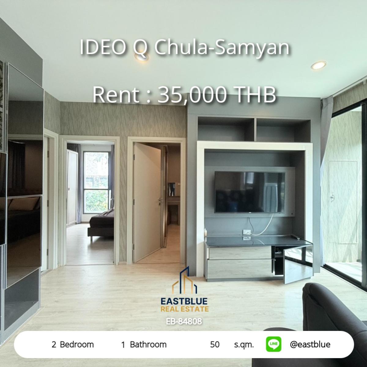 For RentCondoSiam Paragon ,Chulalongkorn,Samyan : Condo Ideo Q Chula-Samyan, 2 bedrooms, near BTS/MRT, only 35,000 baht/month! 
life is comfortable Near the city center With complete amenities!