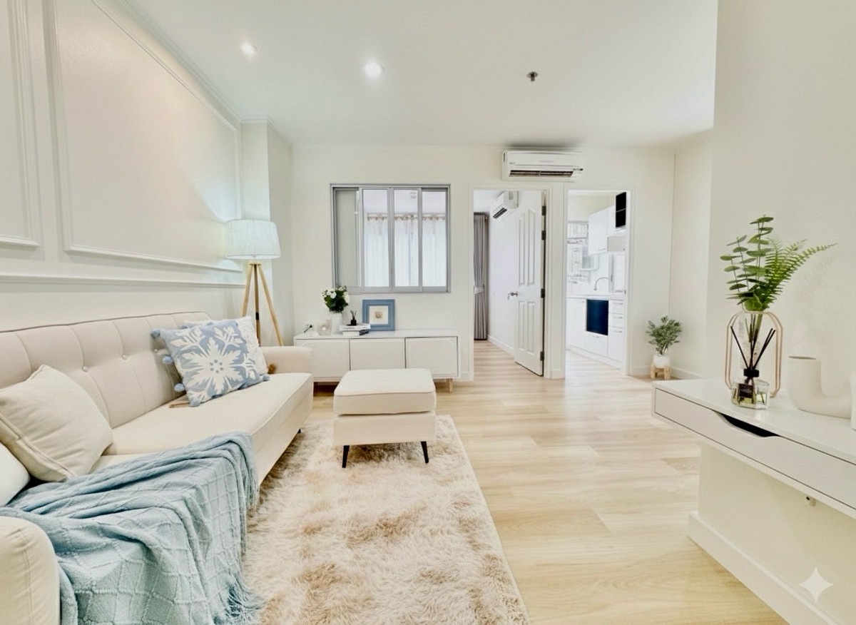 For SaleCondoNawamin, Ramindra : 🔥3 steps to MRT Pink Line Ramintra 3, next to Central Ramintra 🔥 Free down payment, free transfer ✅️ 1 bedroom, 1 bathroom, 32 sq m., corner room, fully furnished condo, new furniture, ready to move in, Lumpini Condo Ville Ramintra-Lak Si.