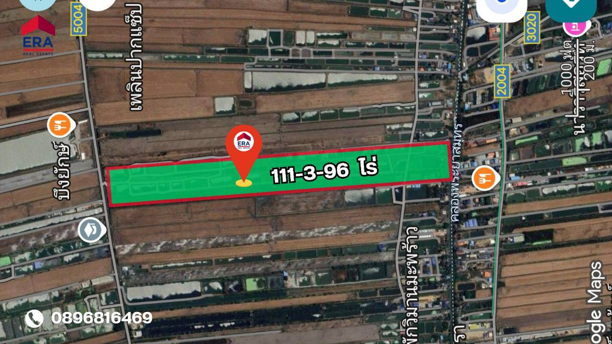 For SaleLandSamut Prakan,Samrong : Land for sale 111-3-96 rai, Khlong Niyom Yatra Subdistrict, Bang Bo District, Samut Prakan, bordering Bang Pakong District, Chachoengsao, near Khlong Niyom Yatra Subdistrict Administrative Organization. Near Wellgrow Industrial Estate, next to the road on