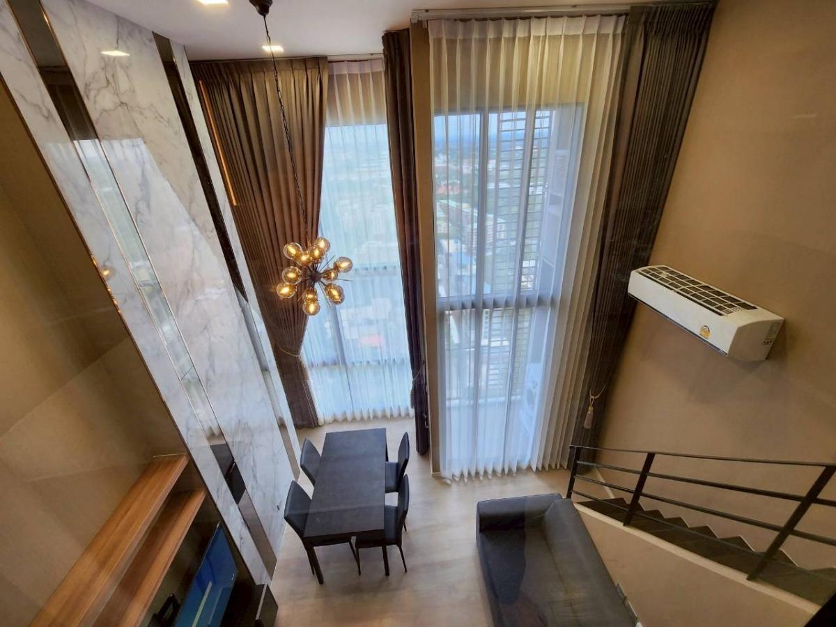 For RentCondoPathum Thani,Rangsit, Thammasat : 🚩For rent: Modiz Launch, Duplex room, 2 floors, area 27 sq m., Muji + Modern style, built-in decoration with decorative lights and decorative mirrors.