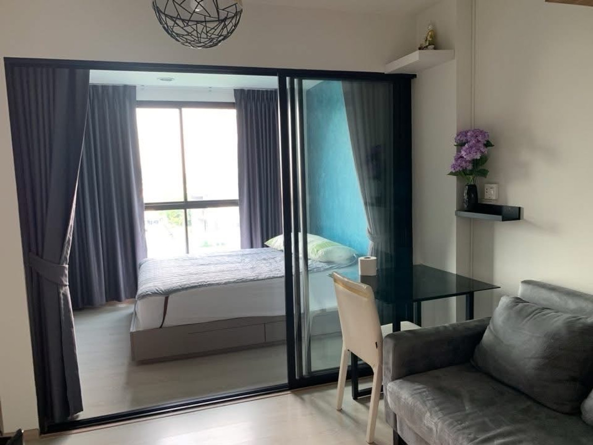 For RentCondoBangna, Bearing, Lasalle : For rent⭐️Condo The Excel Groove, 1 bedroom, 1 bathroom, 28 sq m, garden view, cool breeze blowing all day. Fully furnished and electrical appliances, ready to move in, 8,000/month🔥