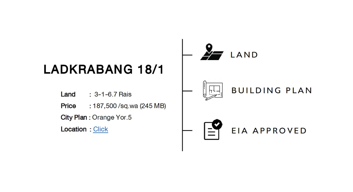 ขายที่ดินลาดกระบัง สุวรรณภูมิ : ที่ดินลาดกระบัง 18 จำนวน 3-1-6.7 ไร่