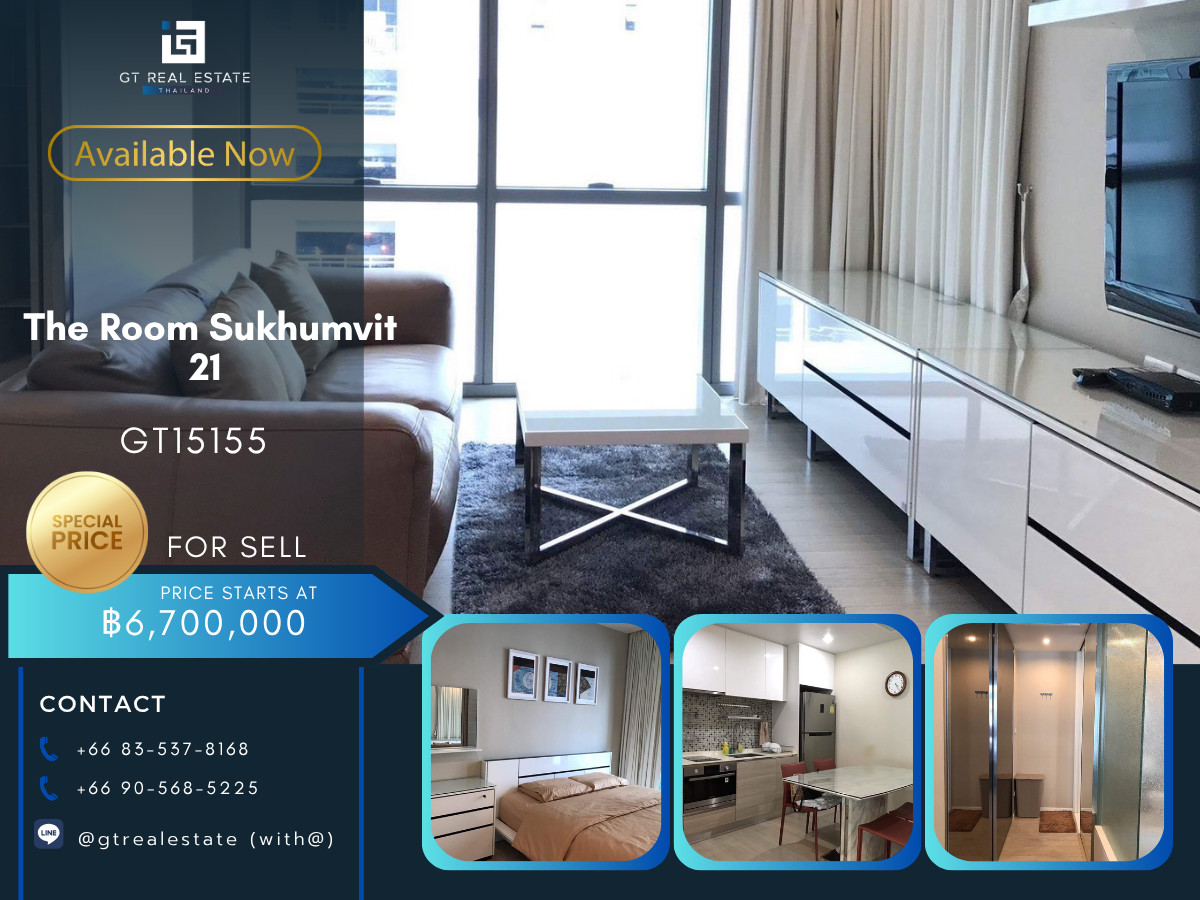 For SaleCondoSukhumvit, Asoke, Thonglor : Condo The Room Sukhumvit 21, convenient travel, close to BTS, shuttle available, fully furnished, ready for sale!