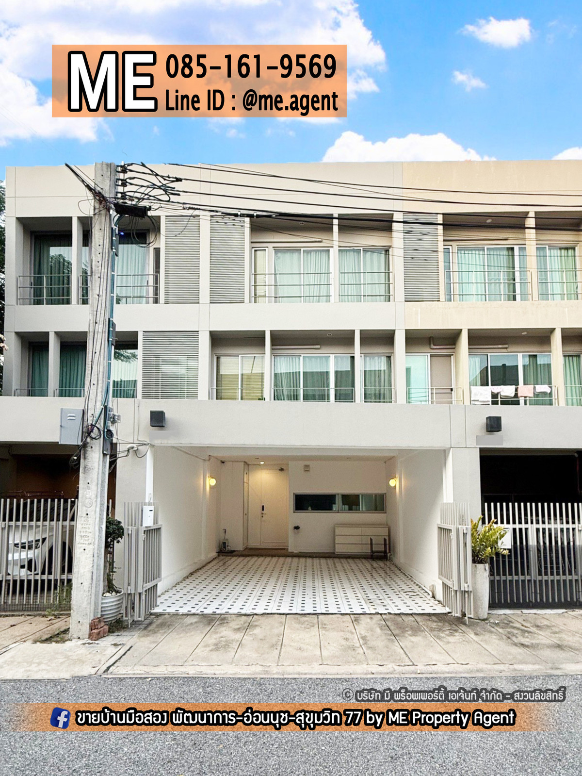 For RentTownhomeOnnut, Udomsuk : For rent, 3-story townhome, Noble Cube (Noble Cube), Phatthanakan, with backyard. Ready to move in immediately, only 10 minutes to Thonglor (RTR16-22)
