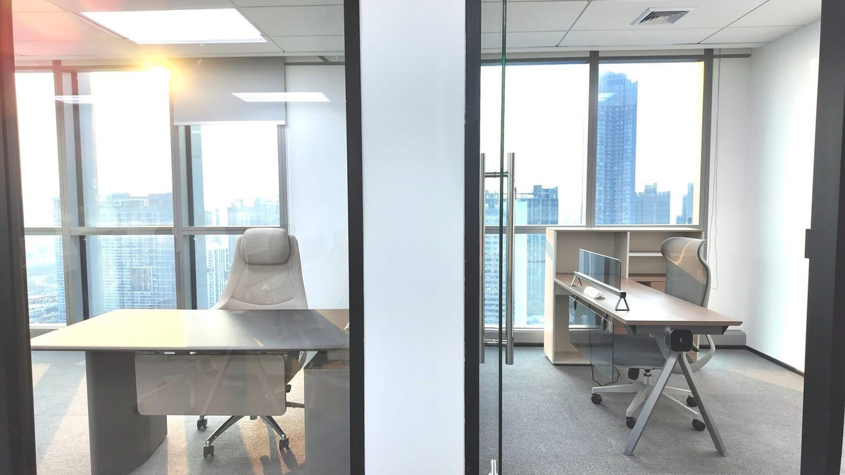 For RentOfficeRama9, Petchburi, RCA : WoKii @V One Tower 89sqm Fully Furnished Ready to Move Premium Serviced Office Space For RENT Near MRT Rama9 Central Rama9 