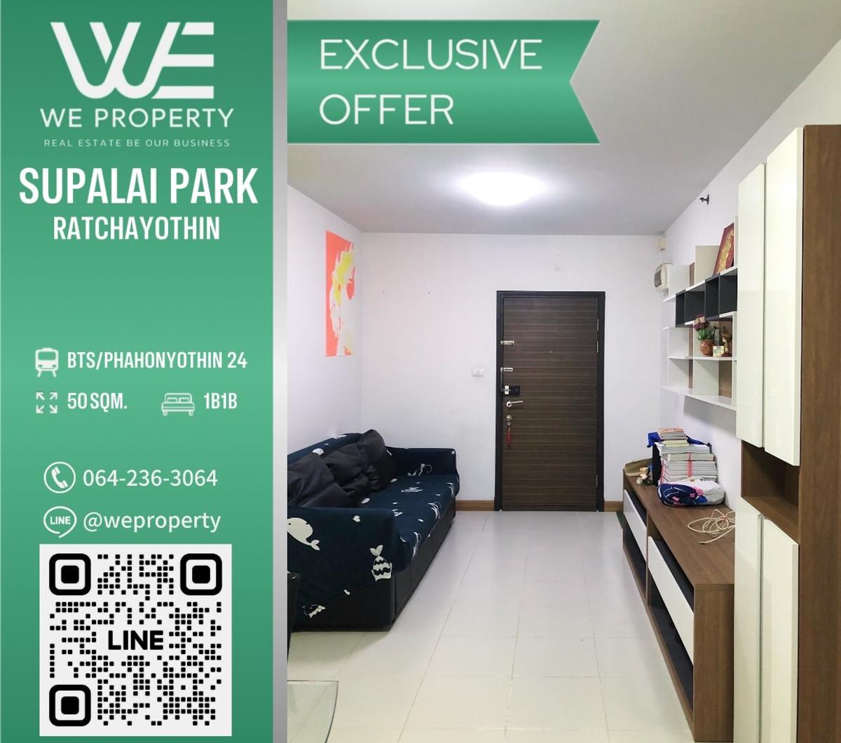 For SaleCondoKasetsart, Ratchayothin : North, beautiful room, fully furnished, best price!!⭐Supalai Park Ratchayothin (Supalai Park Ratchayothin)