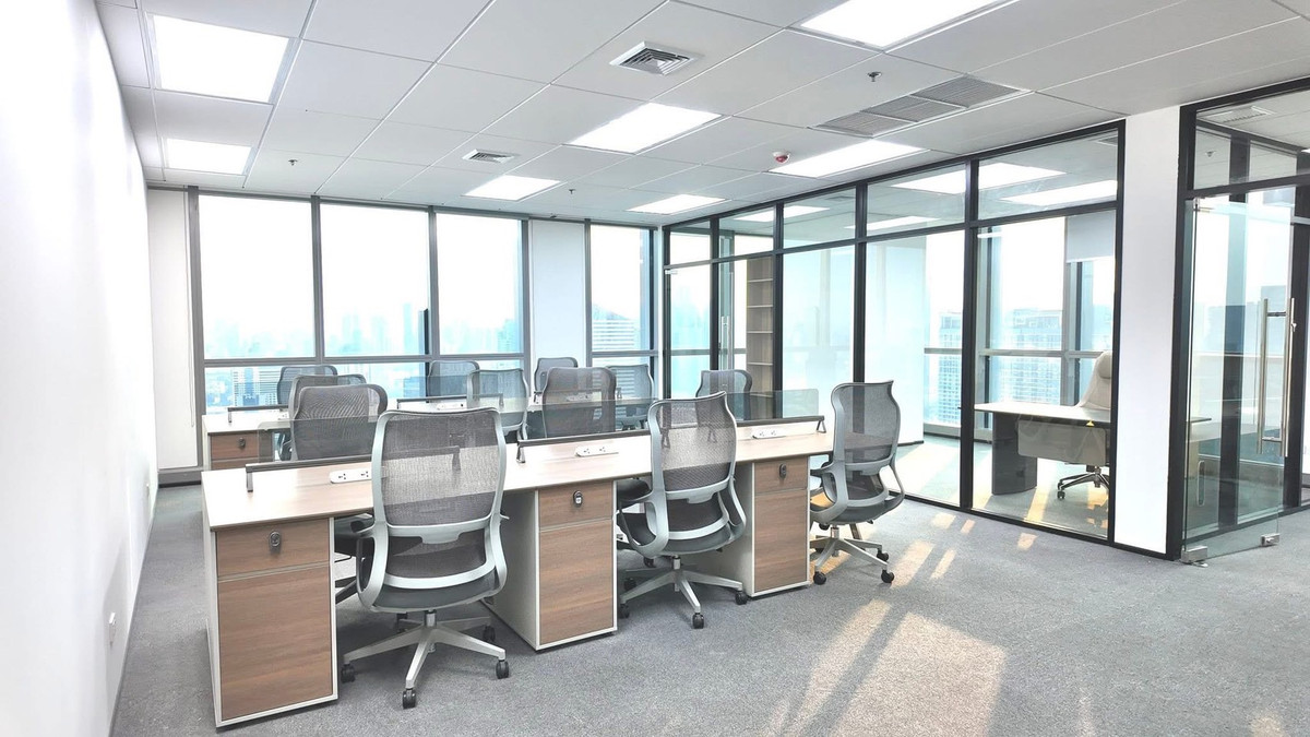 For RentOfficeRama9, Petchburi, RCA : WoKii @V One Tower 89sqm Fully Furnished Ready to Move Premium Serviced Office Space For RENT Near MRT Rama9 Central Rama9 