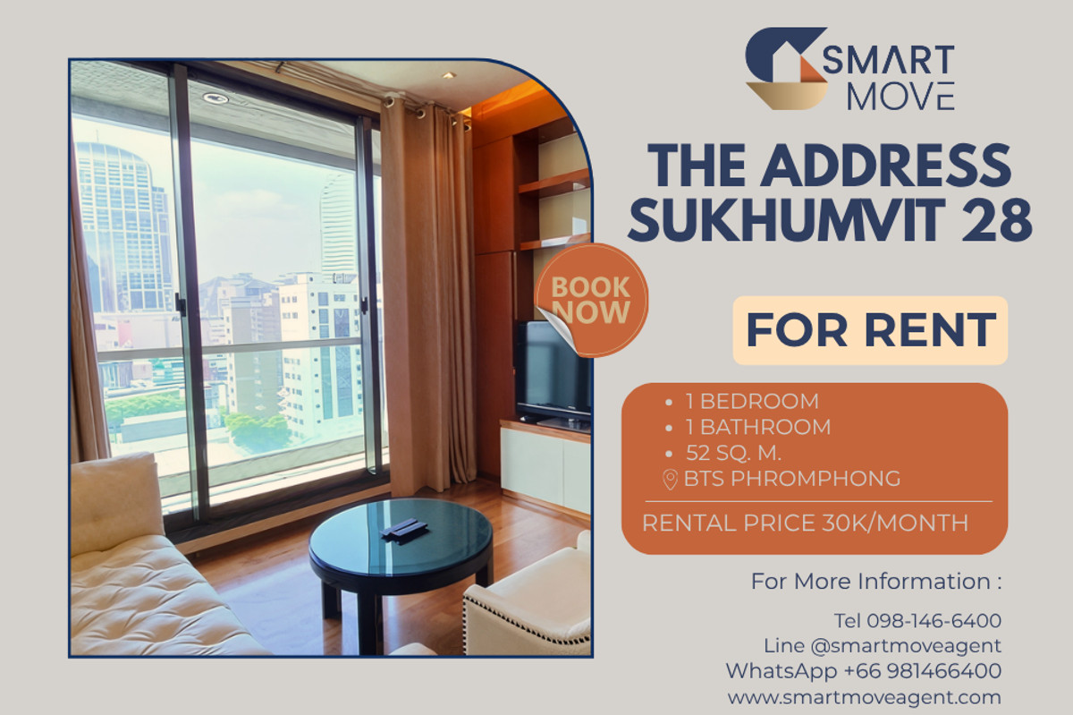 For RentCondoSukhumvit, Asoke, Thonglor : 🔥 For Rent !! high floor 11++, large room, Good location!! 🔥 Code C20251100020..........The Address Sukhumvit 28, 1 bedroom, 1 bathroom, furnished, ready to move in 📣📣