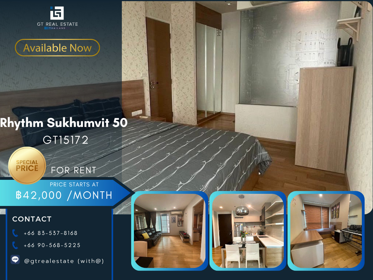 ให้เช่าคอนโดอ่อนนุช อุดมสุข : คอนโด Rhythm Sukhumvit 50 เดินทางสะดวก ใกล้รถไฟฟ้าบีทีเอส มีรถรับส่ง ห้องสวย เฟอร์นิเจอร์ครบ พร้อมอยู่!!