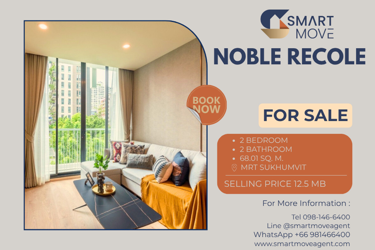 ขายคอนโดสุขุมวิท อโศก ทองหล่อ : 🔥 ขายพร้อมผู้เช่า !! วิวเมือง, ทำเลทอง !! 🔥Code  C20230100896..........Noble Recole, 2 ห้องนอน, 2 ห้องน้ำ, แต่งครบ, ราคาพิเศษ!!📣📣