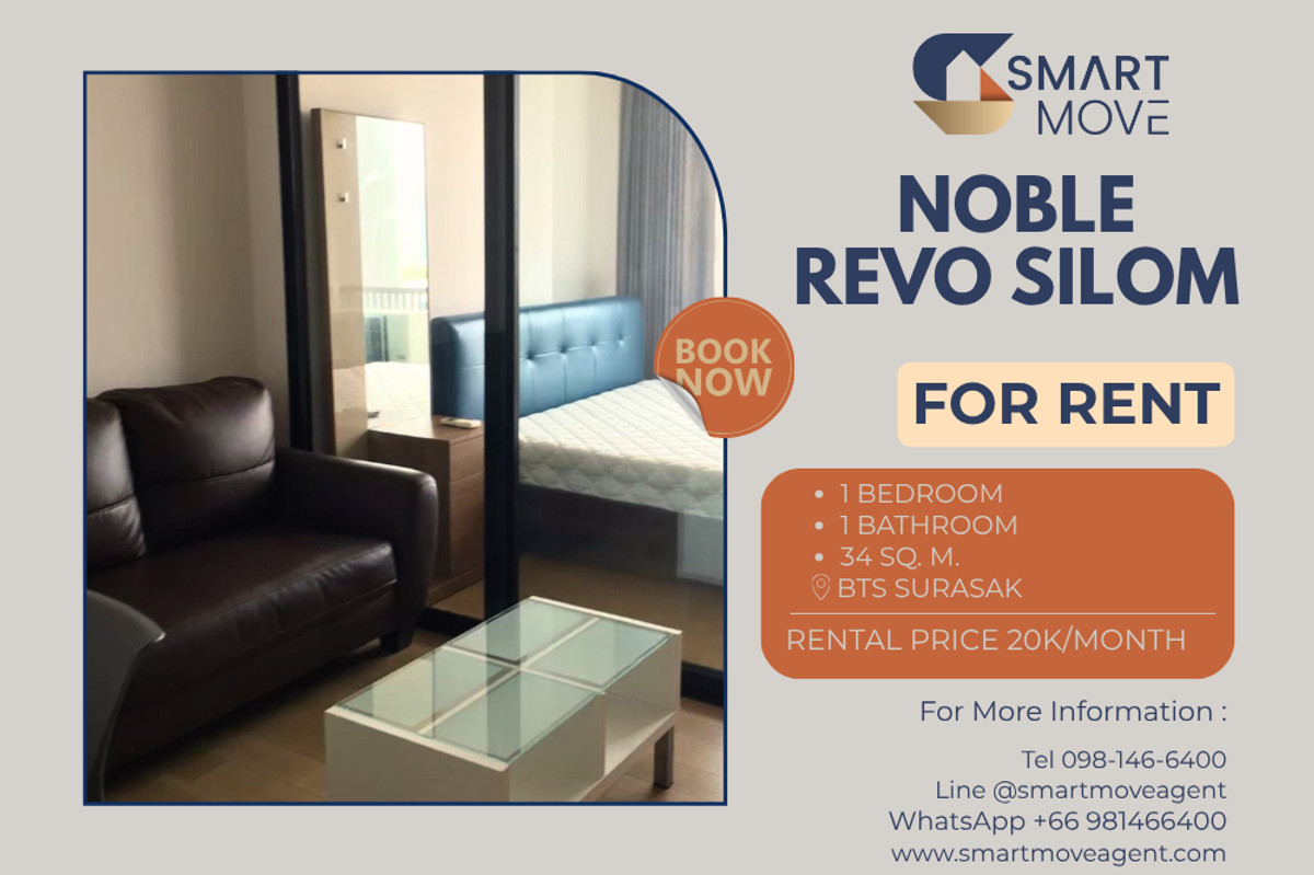 For RentCondoSathorn, Narathiwat : 🔥 For Rent !! high floor 21++, rare item, North Facing!! 🔥Code  C20221200917..........Noble Revo Silom, 1 bedroom, 1 bathroom, furnished, ready to move in 📣📣