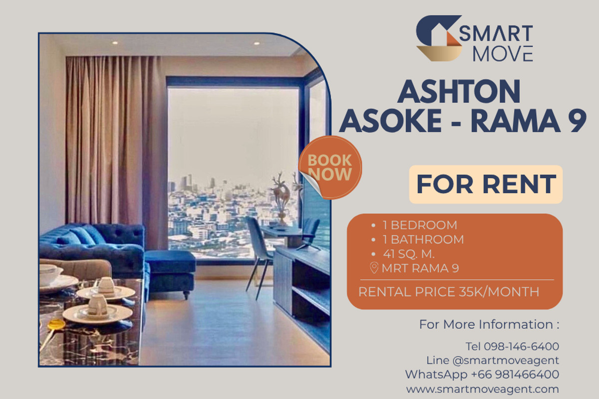 For RentCondoRama9, Petchburi, RCA : 🔥 For Rent !! high floor 25++, rare item!! 🔥Code  C20230102567..........Ashton Asoke - Rama 9, 1 bedroom, 1 bathroom, furnished, ready to move in 📣📣