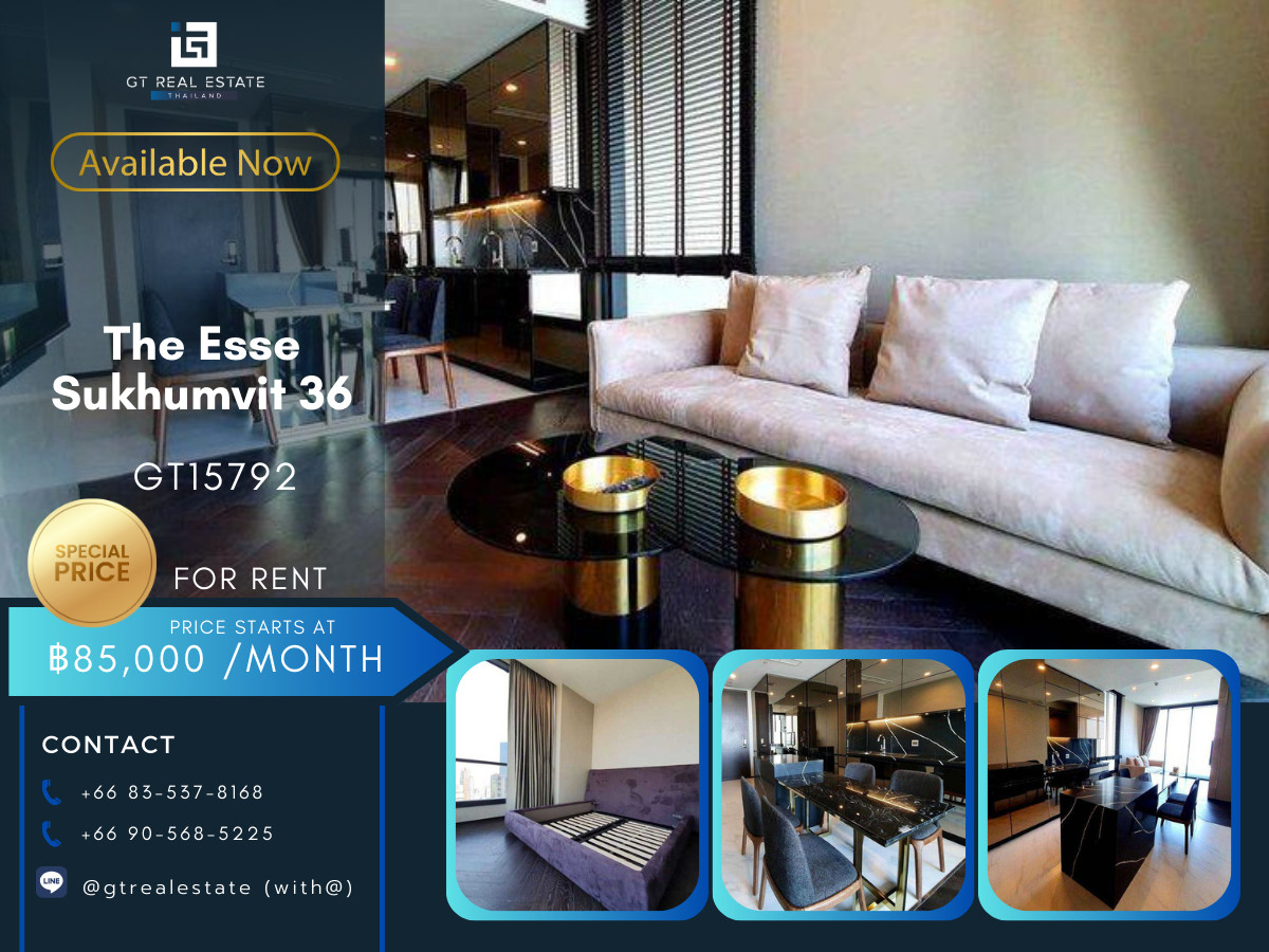 For RentCondoSukhumvit, Asoke, Thonglor : Luxury condo at The Esse Sukhumvit 36, convenient travel, close to BTS, shuttle available, beautiful room, fully furnished, ready to move in!!