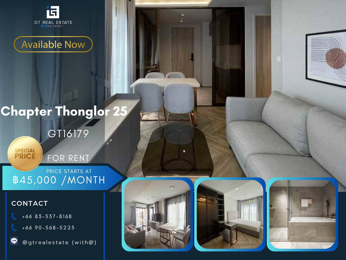 For RentCondoSukhumvit, Asoke, Thonglor : 💎 GT16179 | Condo Chapter Thonglor, convenient travel, has a shuttle, beautifully decorated room, fully furnished, ready to move in!!