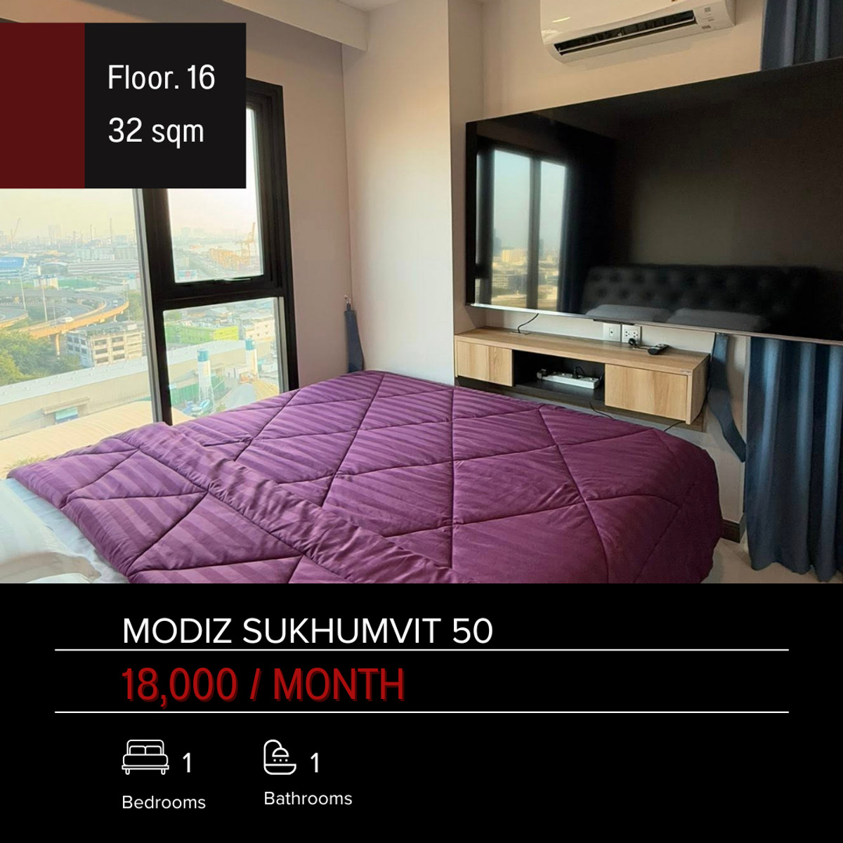 ให้เช่าคอนโดอ่อนนุช อุดมสุข : Modiz Sukhumvit 50 1bed 1bath