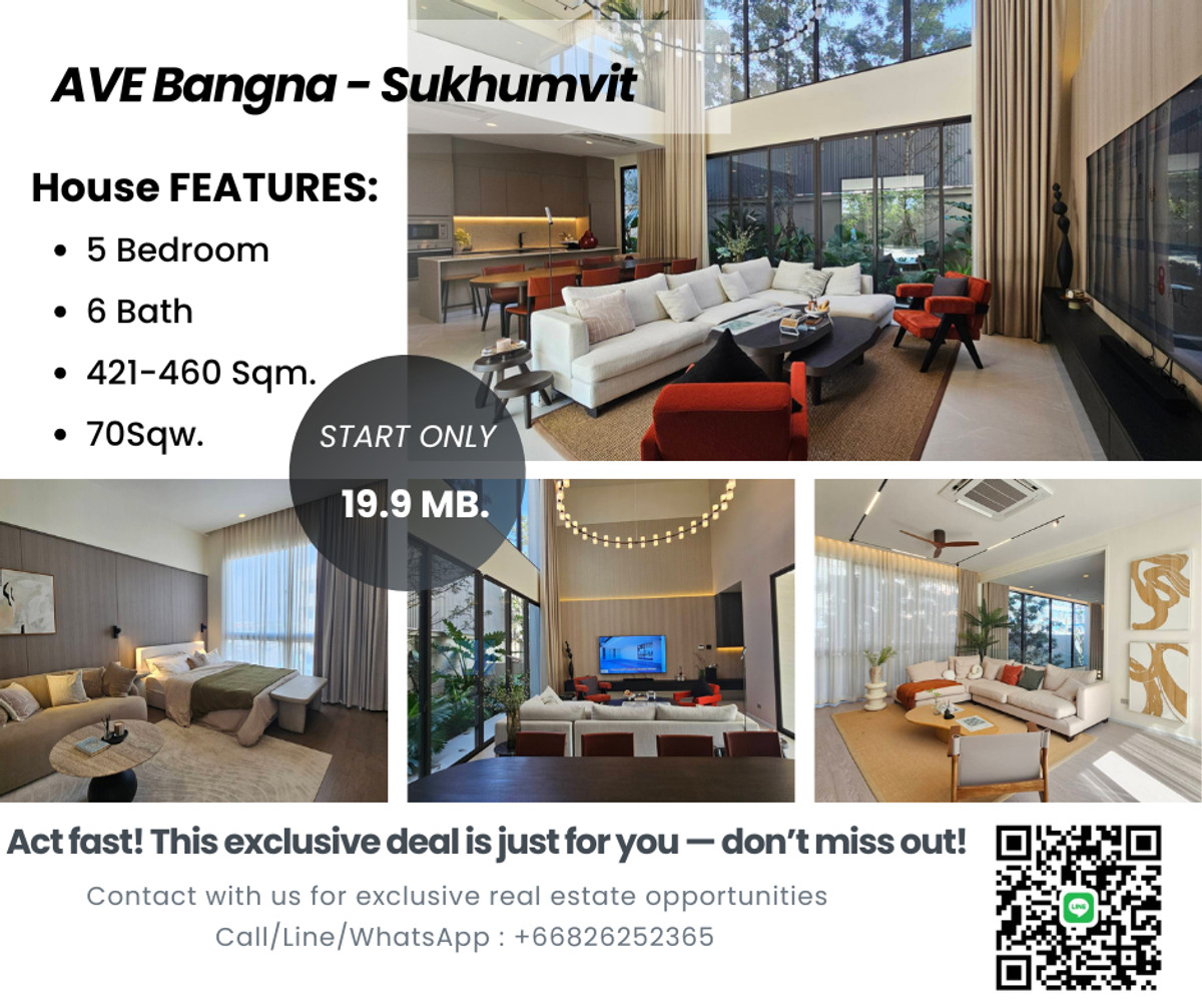 ขายบ้านสมุทรปราการ สำโรง : 💎 AVE Bangna–Sukhumvit — บ้านเดี่ยวลักซ์ชัวรี 3 ชั้น ที่สวยที่สุดในโซนบางนา