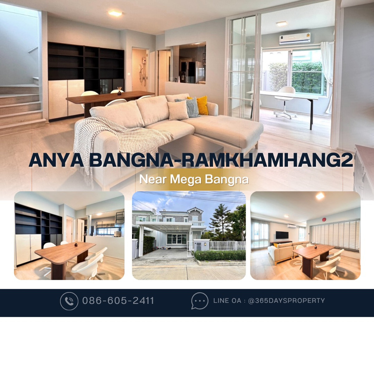ให้เช่าบางนา แบริ่ง ลาซาล : 💥ForRent💥Anya Bangna-Ramkhamhang 2 🏡 Near Mega Bangna ‼️ Fully furnished 🌟Ready to move in 🌟