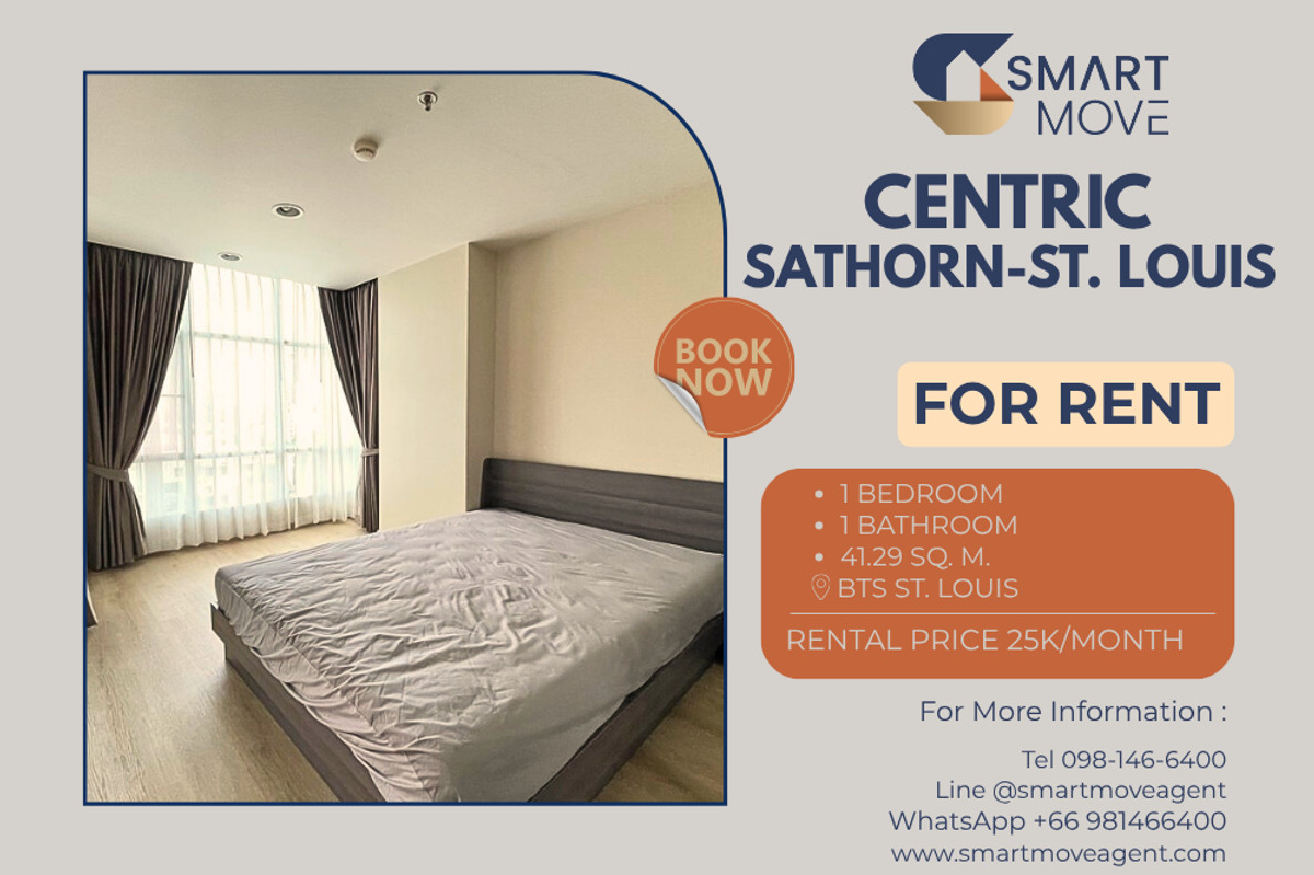 ให้เช่าคอนโดสาทร นราธิวาส : 🔥 สำหรับเช่า !! ชั้นสูง 13++!! 🔥 Code C20221200119..........Centric Sathorn-St. Louis, 1 ห้องนอน, 1 ห้องน้ำ, แต่งครบ, พร้อมเข้าอยู่ 📣📣