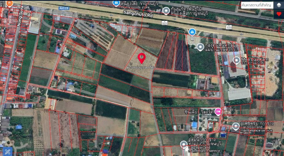 ขายที่ดินกาญจนบุรี : 95020 - ขายที่ดินเปล่า 5-3-46 ไร่ ทำเลดีมาก ใกล้ถนนแสงชูโต เพียง 150 เมตร - วังศาลา ท่าม่วง กาญจนบุรี