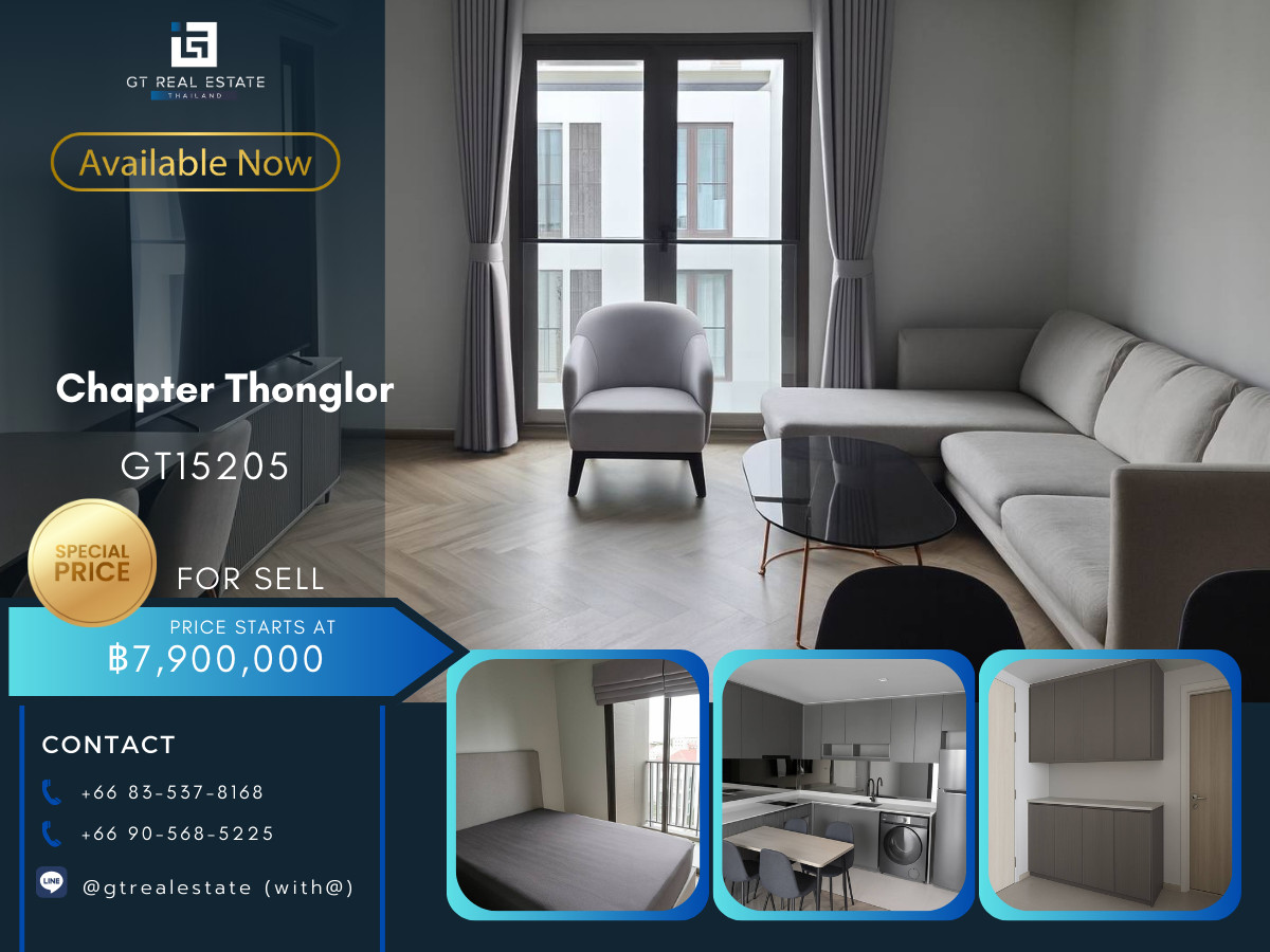 For SaleCondoSukhumvit, Asoke, Thonglor : Chapter Thonglor Condo, convenient travel, has a shuttle, beautiful room, fully furnished, ready to move in.